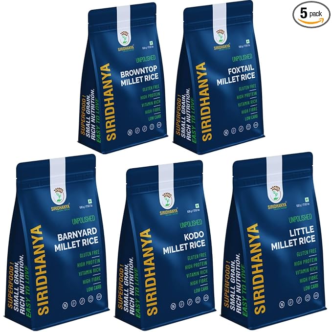 Unpolished millets whole grains Combo Pack (5 x 500g)