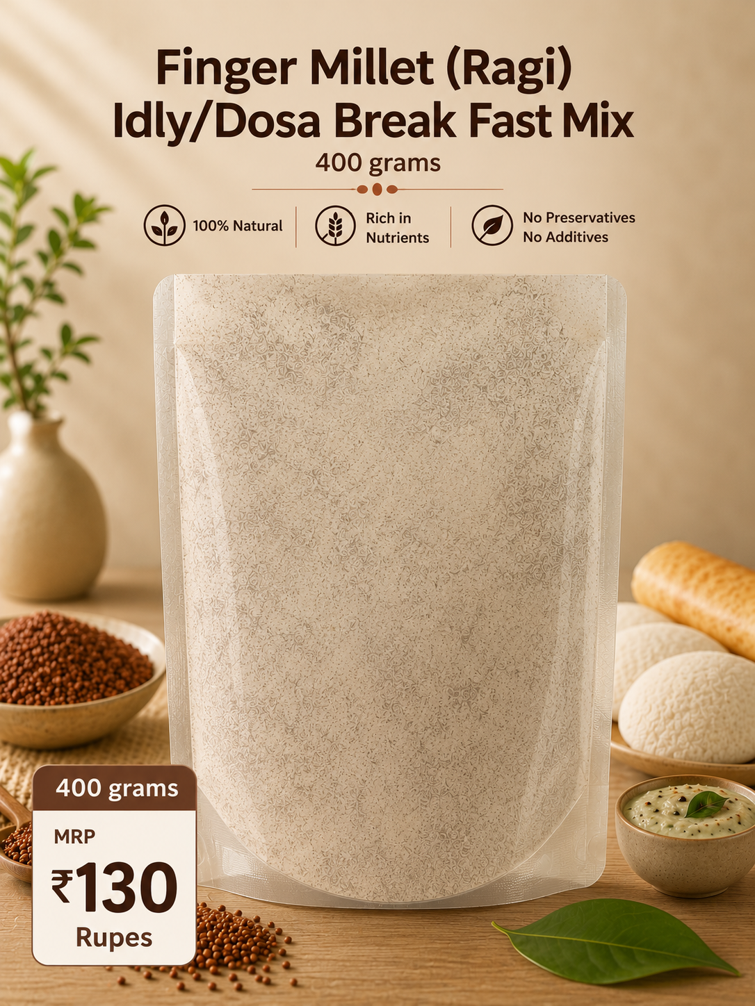 Finger millet (Ragi) Idli&Dosa breakfast mix 400 grams