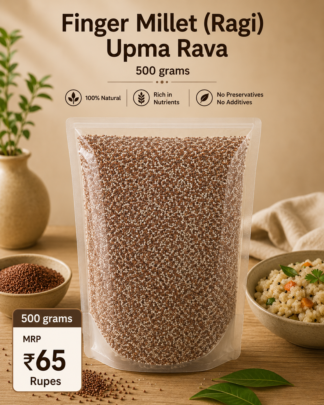 Finger Millet Ragi Upma Rava-500 grams
